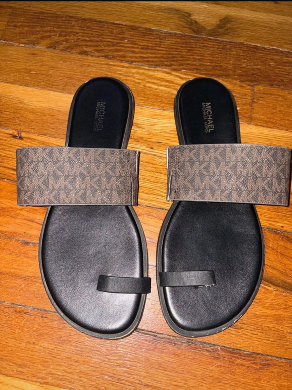 MICHAEL Michael Kors Strap Black Footbed Slide Sandals